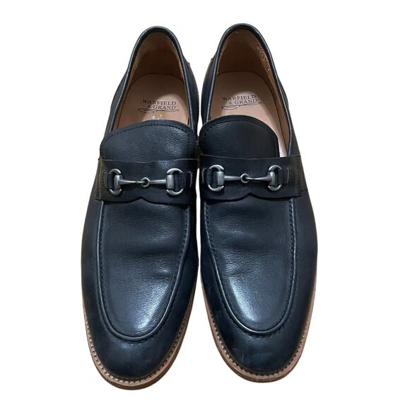 Warfield & Grand Mens 9.5 Black Leather Horsebit Loafers Quiet Luxury Dress Shoe - Picture 2 of 9